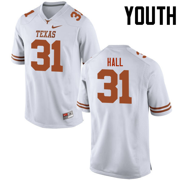 Youth #31 Jason Hall Texas Longhorns College Football Jerseys-White